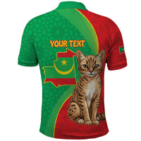 Personalised Mauritania Polo Shirt African Wild Cat With Coat Of Arms - Wonder Print Shop