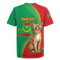 Personalised Mauritania Rugby Jersey African Wild Cat With Coat Of Arms - Wonder Print Shop