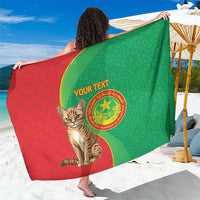Personalised Mauritania Sarong African Wild Cat With Coat Of Arms - Wonder Print Shop