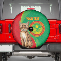 Personalised Mauritania Spare Tire Cover African Wild Cat With Coat Of Arms - Wonder Print Shop