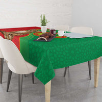 Personalised Mauritania Tablecloth African Wild Cat With Coat Of Arms - Wonder Print Shop