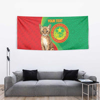 Personalised Mauritania Tapestry African Wild Cat With Coat Of Arms - Wonder Print Shop