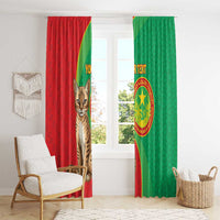 Personalised Mauritania Window Curtain African Wild Cat With Coat Of Arms - Wonder Print Shop