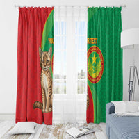 Personalised Mauritania Window Curtain African Wild Cat With Coat Of Arms - Wonder Print Shop