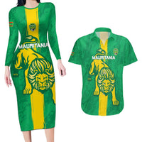 Custom Mauritania Football Couples Matching Long Sleeve Bodycon Dress and Hawaiian Shirt Go Al-Murabitun