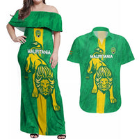 Custom Mauritania Football Couples Matching Off Shoulder Maxi Dress and Hawaiian Shirt Go Al-Murabitun