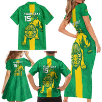 Custom Mauritania Football Family Matching Short Sleeve Bodycon Dress and Hawaiian Shirt Go Al-Murabitun - Wonder Print Shop