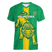 Custom Mauritania Football Women V-Neck T-Shirt Go Al-Murabitun - Wonder Print Shop