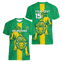 Custom Mauritania Football Women V-Neck T-Shirt Go Al-Murabitun - Wonder Print Shop