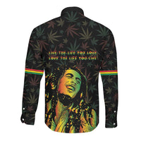 Legend Reggae Marley Football Long Sleeve Button Shirt Rasta Lion
