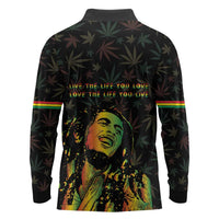 Legend Reggae Marley Football Long Sleeve Polo Shirt Rasta Lion