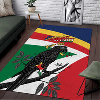 Personalized Seychelles Independence Day Area Rug Coat Of Arms Black Parrot