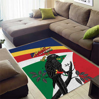 Personalized Seychelles Independence Day Area Rug Coat Of Arms Black Parrot