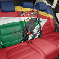 Personalized Seychelles Independence Day Back Car Seat Cover Coat Of Arms Black Parrot