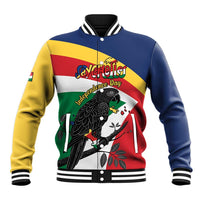 Personalized Seychelles Independence Day Baseball Jacket Coat Of Arms Black Parrot