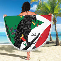 Personalized Seychelles Independence Day Beach Blanket Coat Of Arms Black Parrot