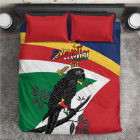 Personalized Seychelles Independence Day Bedding Set Coat Of Arms Black Parrot