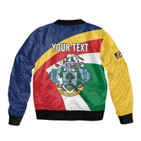 Personalized Seychelles Independence Day Bomber Jacket Coat Of Arms Black Parrot