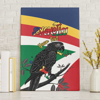 Personalized Seychelles Independence Day Canvas Wall Art Coat Of Arms Black Parrot