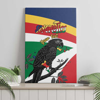 Personalized Seychelles Independence Day Canvas Wall Art Coat Of Arms Black Parrot
