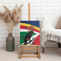 Personalized Seychelles Independence Day Canvas Wall Art Coat Of Arms Black Parrot