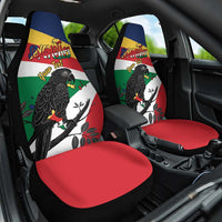 Personalized Seychelles Independence Day Car Seat Cover Coat Of Arms Black Parrot