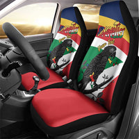 Personalized Seychelles Independence Day Car Seat Cover Coat Of Arms Black Parrot