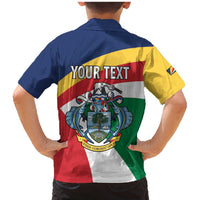 Personalized Seychelles Independence Day Family Matching Mermaid Dress and Hawaiian Shirt Coat Of Arms Black Parrot