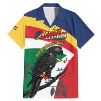 Personalized Seychelles Independence Day Family Matching Mermaid Dress and Hawaiian Shirt Coat Of Arms Black Parrot