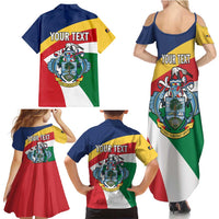 Personalized Seychelles Independence Day Family Matching Summer Maxi Dress and Hawaiian Shirt Coat Of Arms Black Parrot