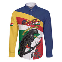 Personalized Seychelles Independence Day Family Matching Tank Maxi Dress and Hawaiian Shirt Coat Of Arms Black Parrot