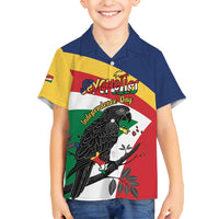 Personalized Seychelles Independence Day Family Matching Tank Maxi Dress and Hawaiian Shirt Coat Of Arms Black Parrot