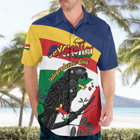 Personalized Seychelles Independence Day Hawaiian Shirt Coat Of Arms Black Parrot