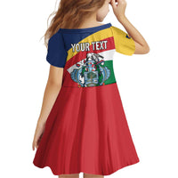 Personalized Seychelles Independence Day Kid Short Sleeve Dress Coat Of Arms Black Parrot