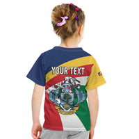 Personalized Seychelles Independence Day Kid T Shirt Coat Of Arms Black Parrot