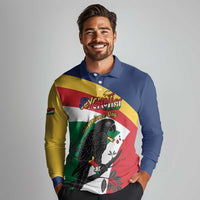 Personalized Seychelles Independence Day Long Sleeve Polo Shirt Coat Of Arms Black Parrot