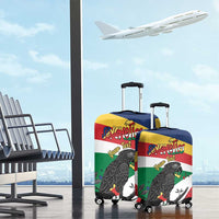 Personalized Seychelles Independence Day Luggage Cover Coat Of Arms Black Parrot