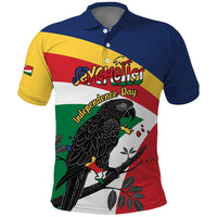 Personalized Seychelles Independence Day Polo Shirt Coat Of Arms Black Parrot