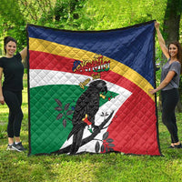 Personalized Seychelles Independence Day Quilt Coat Of Arms Black Parrot