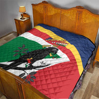 Personalized Seychelles Independence Day Quilt Coat Of Arms Black Parrot