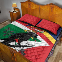 Personalized Seychelles Independence Day Quilt Bed Set Coat Of Arms Black Parrot