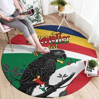 Personalized Seychelles Independence Day Round Carpet Coat Of Arms Black Parrot