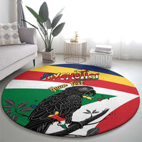 Personalized Seychelles Independence Day Round Carpet Coat Of Arms Black Parrot