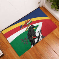 Personalized Seychelles Independence Day Rubber Doormat Coat Of Arms Black Parrot