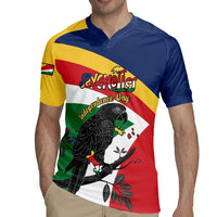 Personalized Seychelles Independence Day Rugby Jersey Coat Of Arms Black Parrot