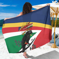Personalized Seychelles Independence Day Sarong Coat Of Arms Black Parrot