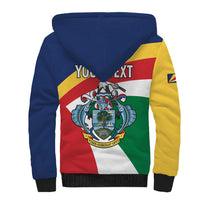 Personalized Seychelles Independence Day Sherpa Hoodie Coat Of Arms Black Parrot