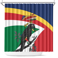 Personalized Seychelles Independence Day Shower Curtain Coat Of Arms Black Parrot
