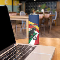 Personalized Seychelles Independence Day Skinny Tumbler Coat Of Arms Black Parrot