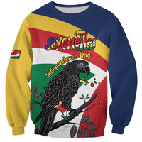 Personalized Seychelles Independence Day Sweatshirt Coat Of Arms Black Parrot